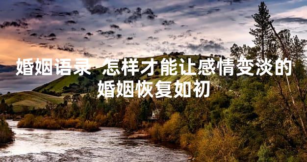 婚姻语录  怎样才能让感情变淡的婚姻恢复如初